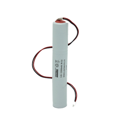 2500mAh Noodverlichting Ni Cd Batterij 3.6V Wit PVC Kleur