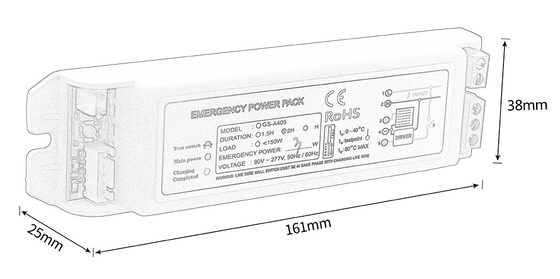 Max. 0,35A Noodstroompakket Onderhoud Type GS-A405 Noodstroom 1-5W