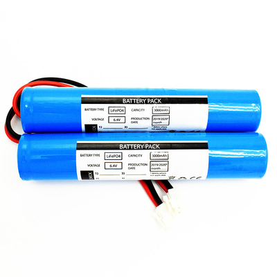 LiFePO4-batterijpakket 2x26650 3000mAh 6.4V sticktype (connector JST VH-2P, UL1015 18#, de lengte van de draad is 150 mm)
