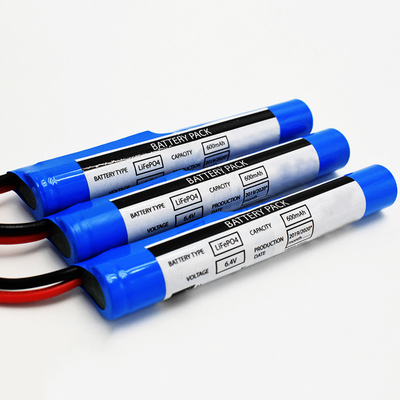PVC Stick Type IFR 18650*2 Cell In Series Met Beschermingscontrolemodule 0.6Ah 6.4V LiFePO4 cilindrische batterijen