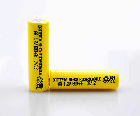 16.6g 1,2 V-de Batterij Navulbaar Geel pvc AA600mAh van CD van Ni